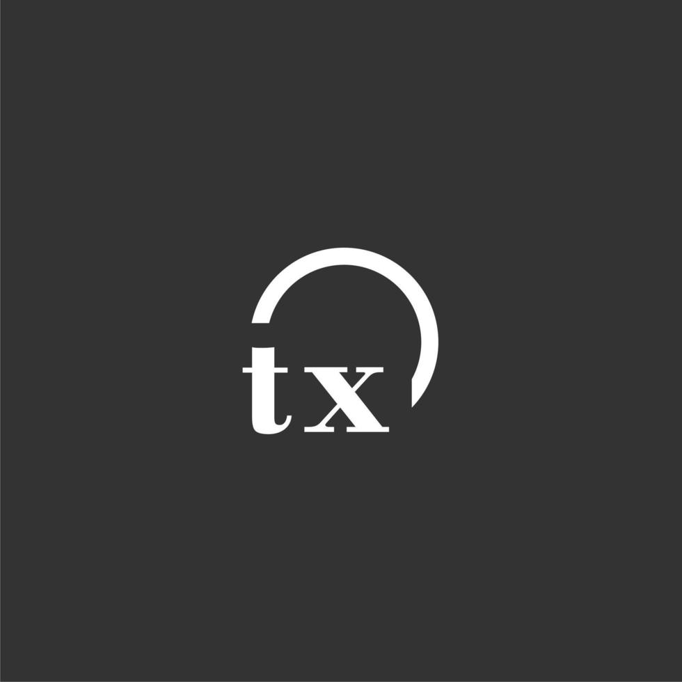 logotipo de monograma inicial tx con diseño de línea de círculo creativo vector