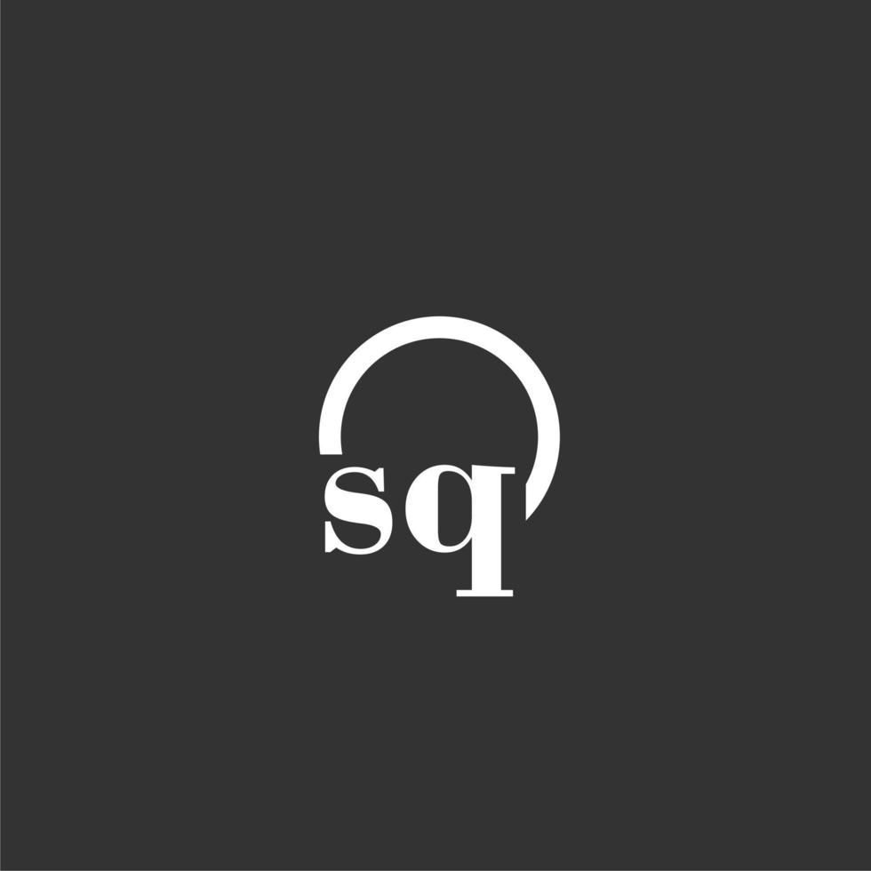 SQ initial monogram logo with creative circle line design vector