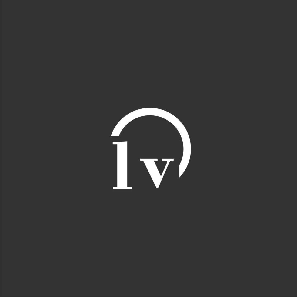 LV initial monogram logo with creative circle line design vector