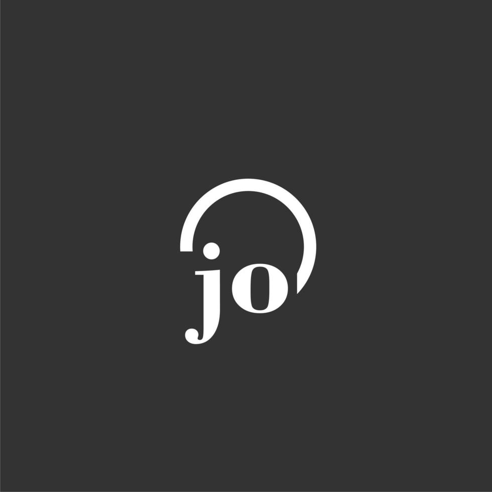 JO initial monogram logo with creative circle line design vector