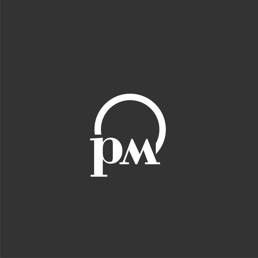 PM initial monogram logo with creative circle line design vector