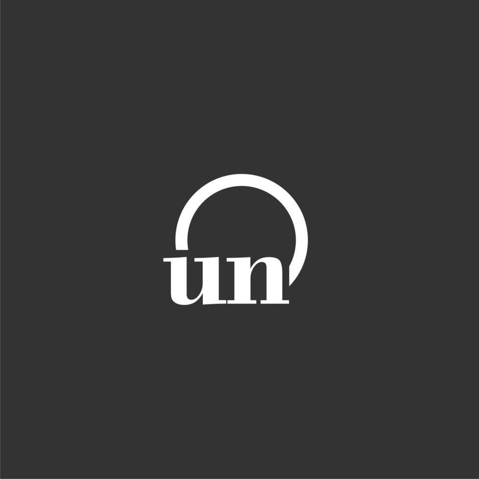 UN initial monogram logo with creative circle line design vector