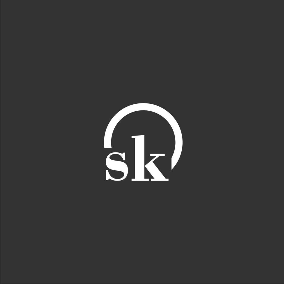 SK initial monogram logo with creative circle line design vector