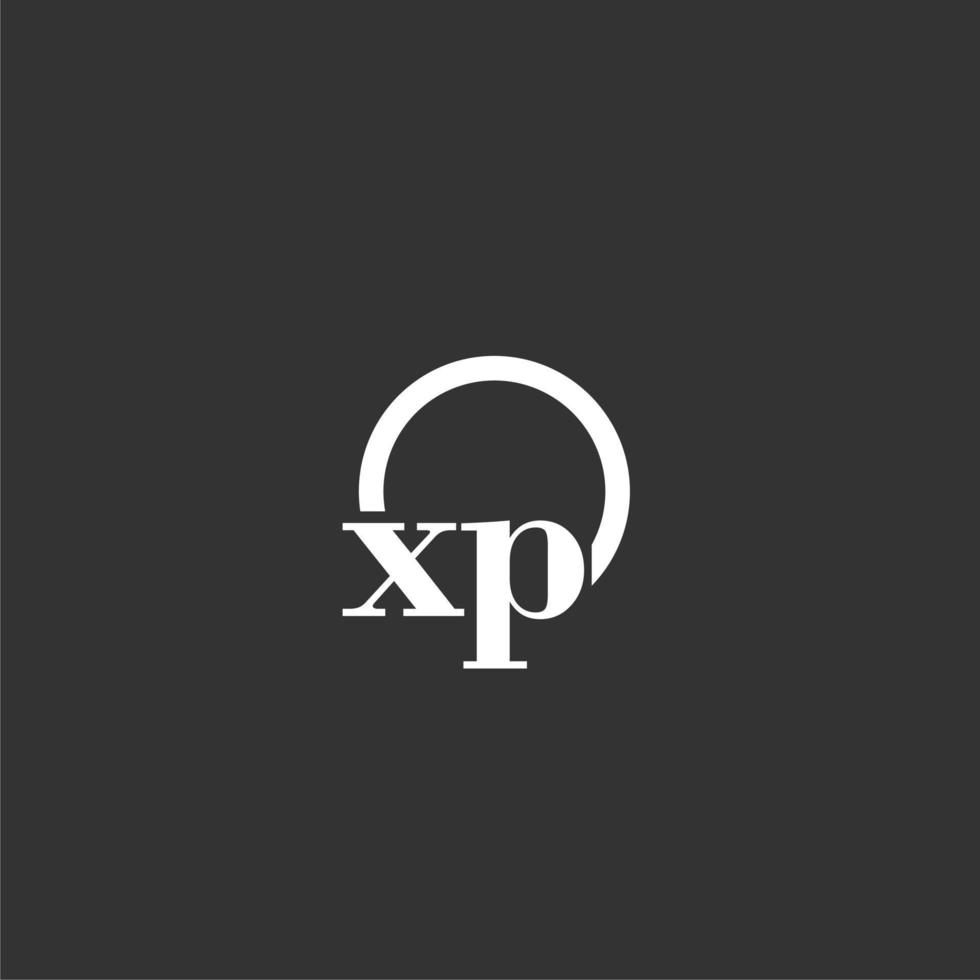 XP initial monogram logo with creative circle line design vector