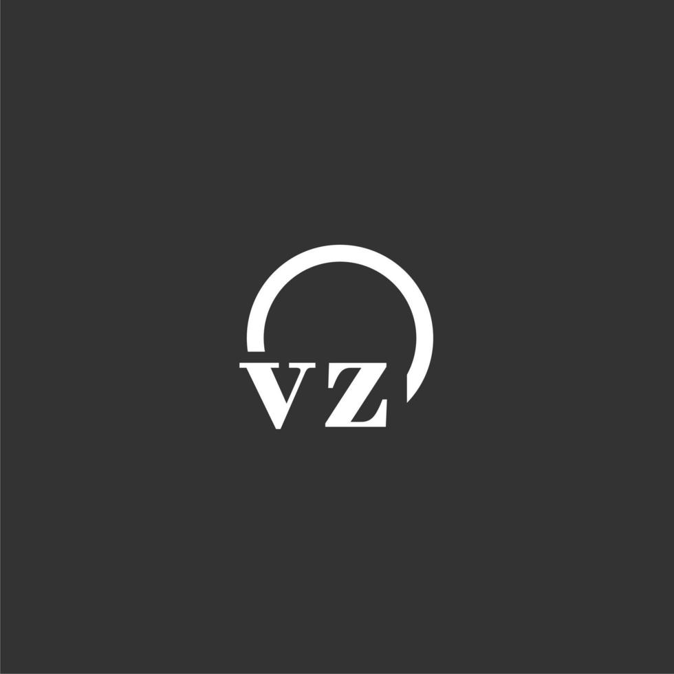 VZ initial monogram logo with creative circle line design vector