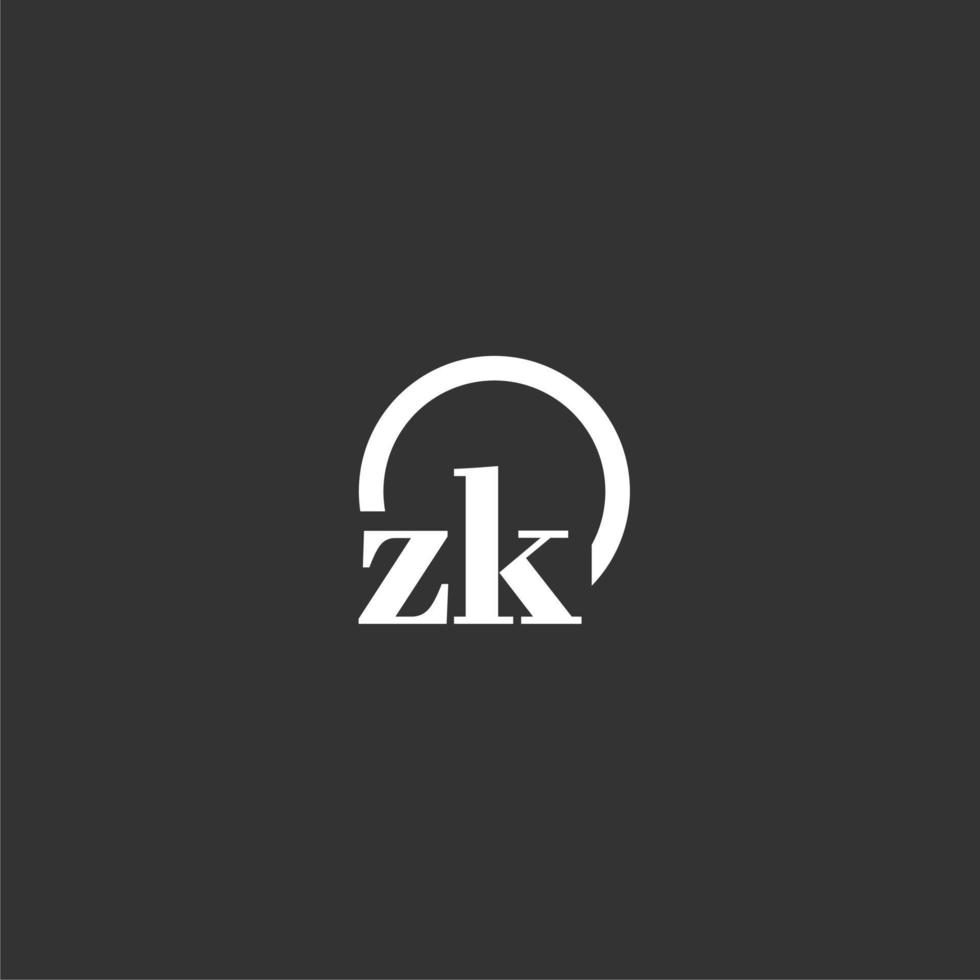 ZK initial monogram logo with creative circle line design vector