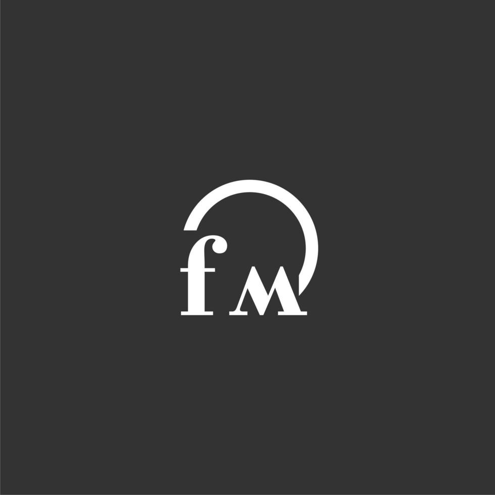 FM initial monogram logo with creative circle line design vector