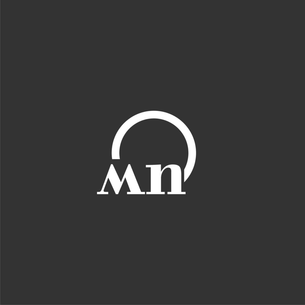MN initial monogram logo with creative circle line design vector
