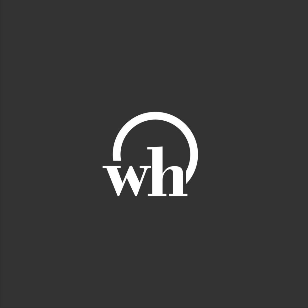 logotipo de monograma inicial wh con diseño de línea de círculo creativo vector