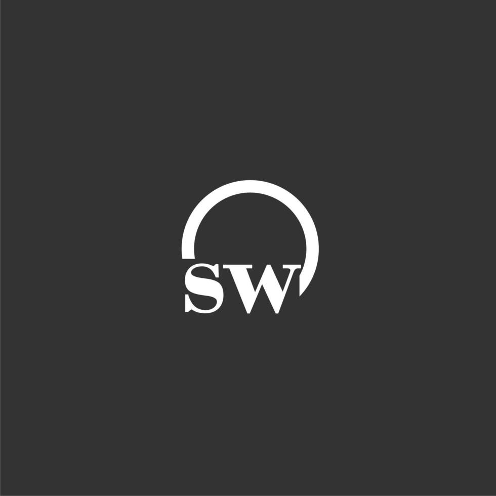 SW initial monogram logo with creative circle line design vector