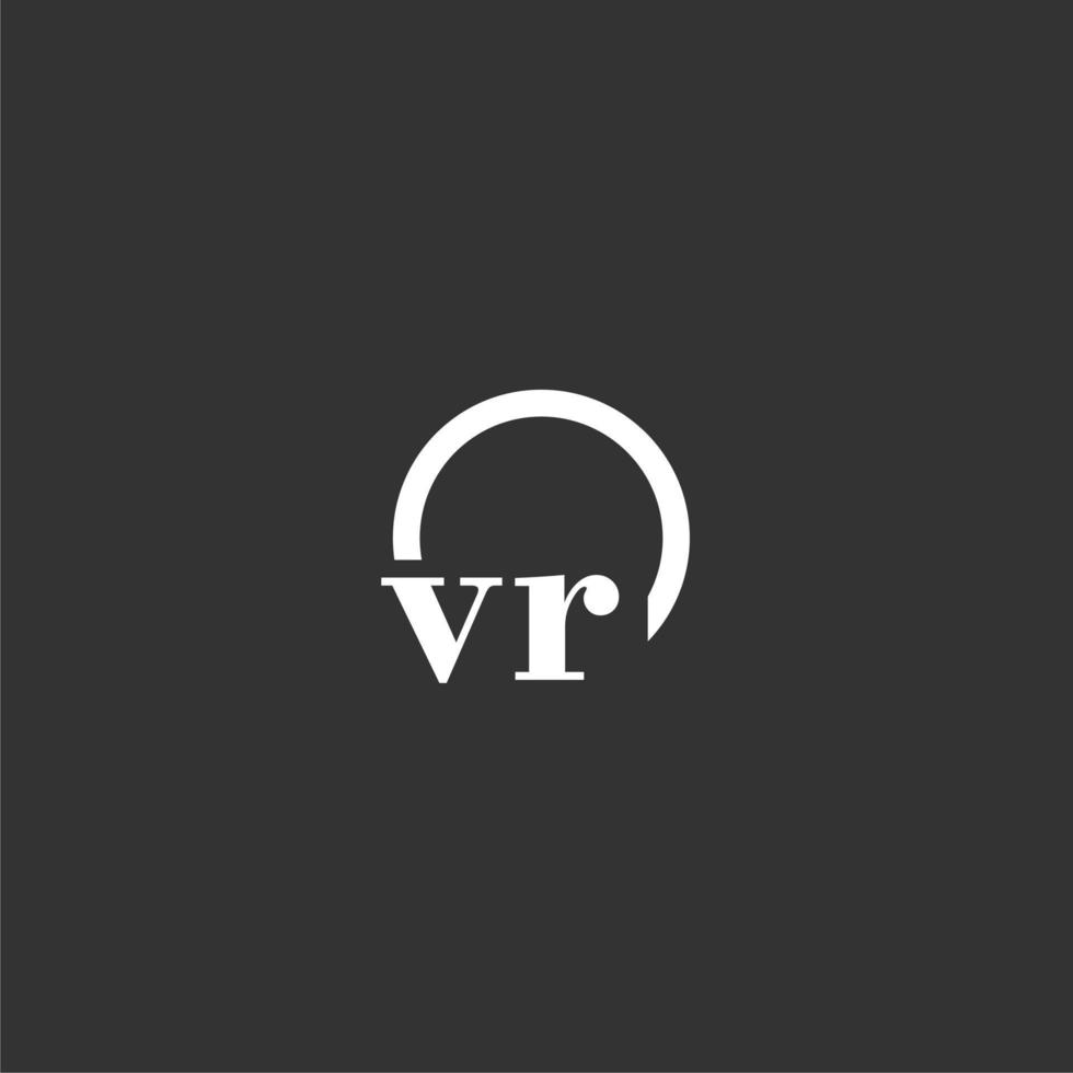 VR initial monogram logo with creative circle line design vector