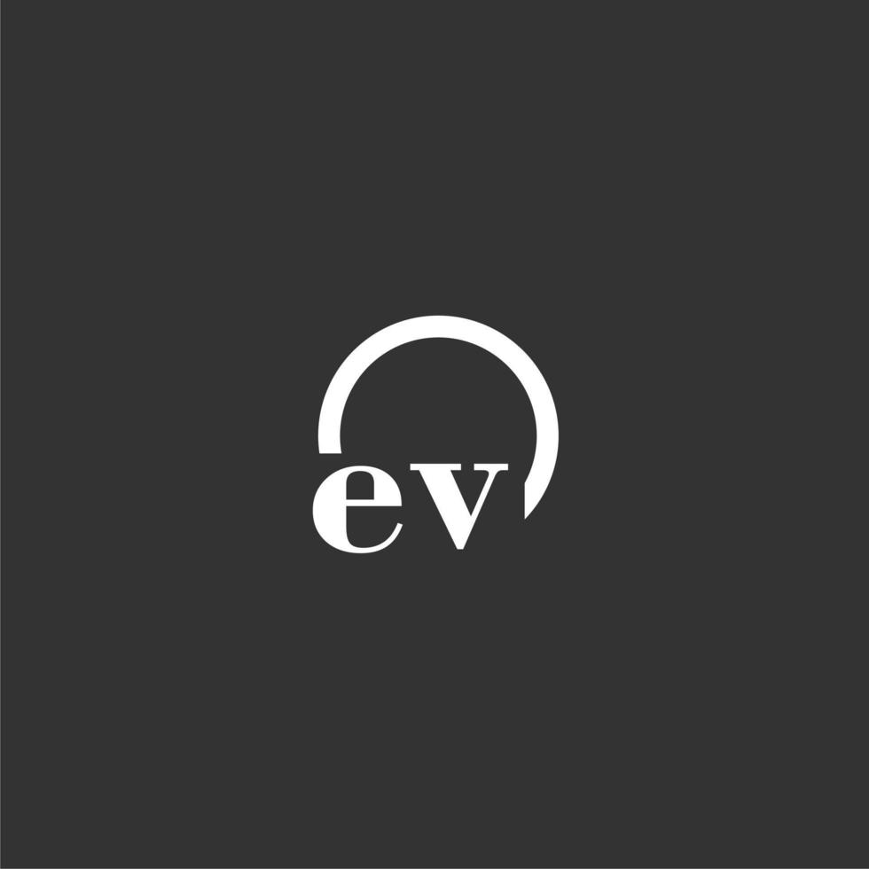 logotipo de monograma inicial ev con diseño de línea de círculo creativo vector