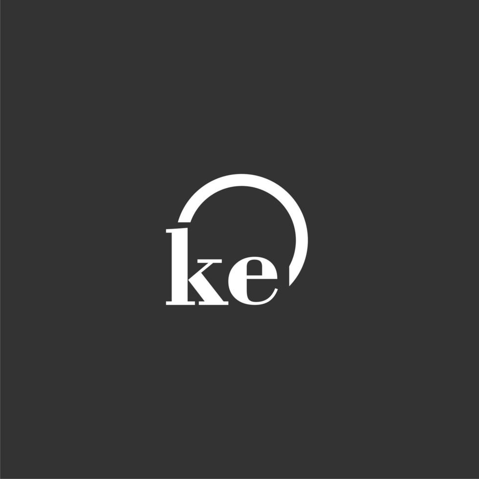 KE initial monogram logo with creative circle line design vector