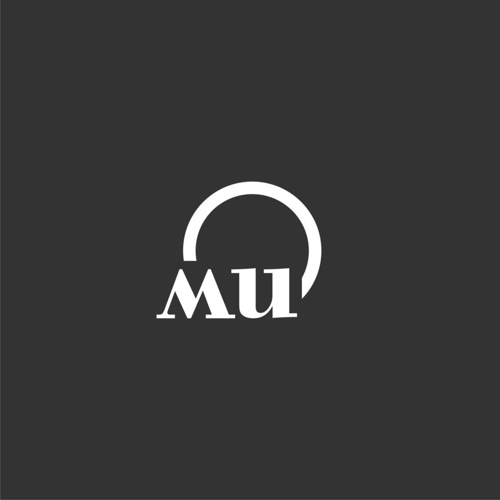 MU initial monogram logo with creative circle line design vector