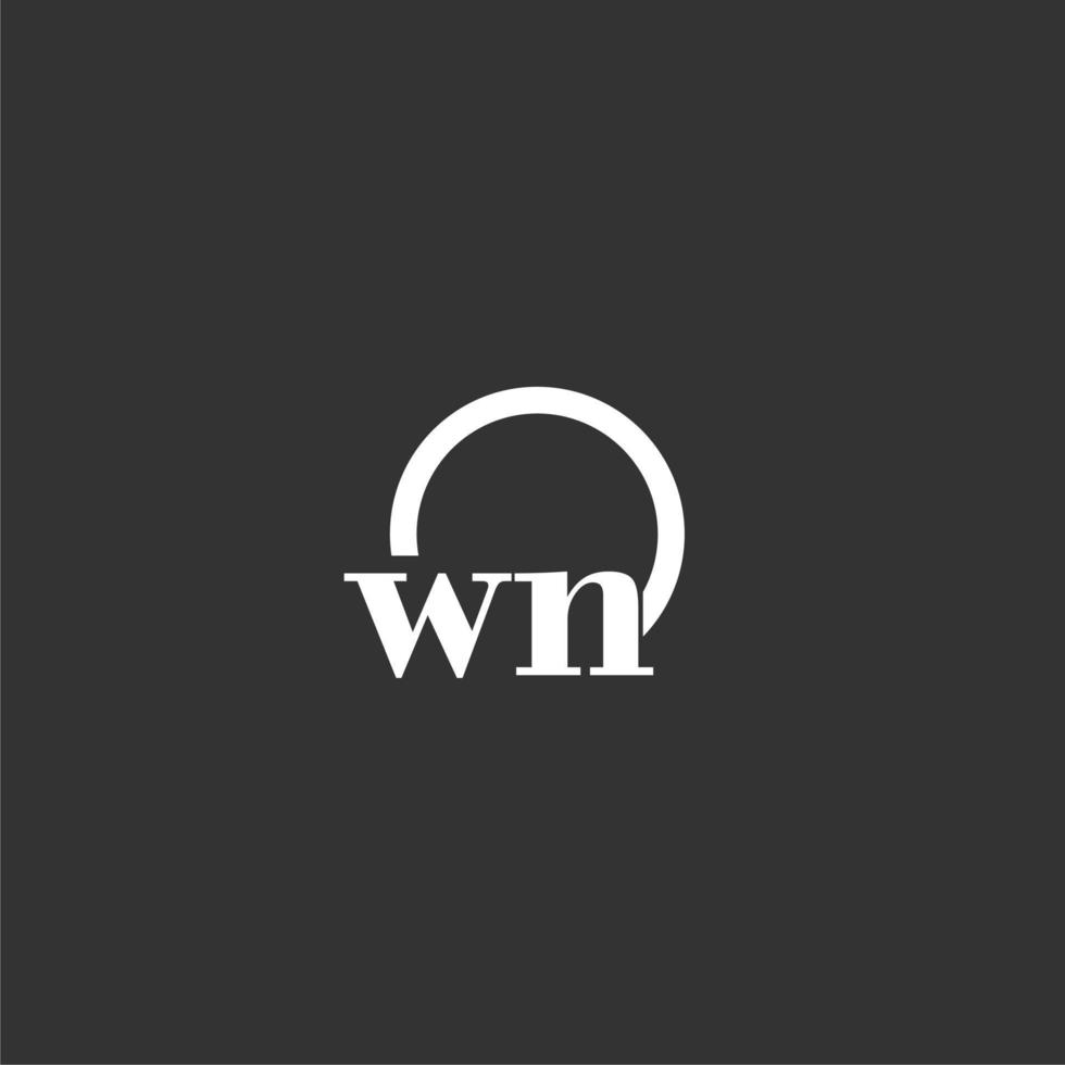 logotipo de monograma inicial de wn con diseño de línea de círculo creativo vector