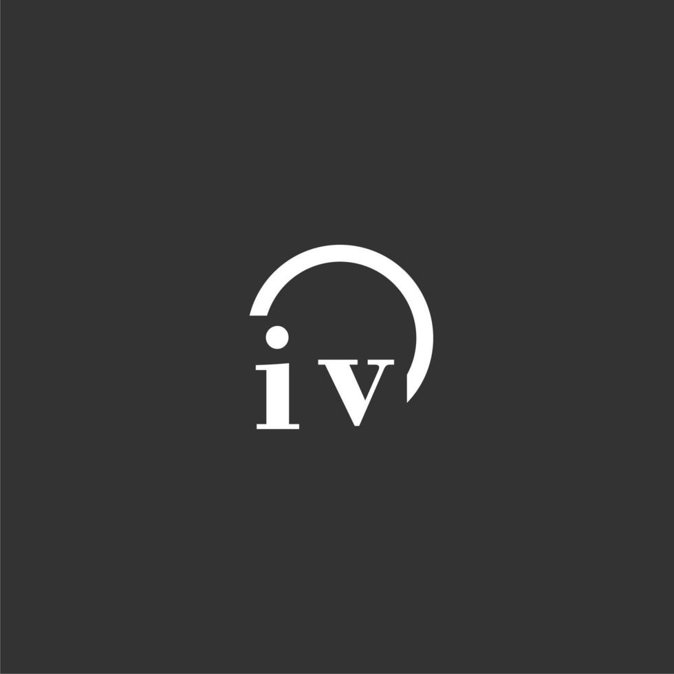 IV initial monogram logo with creative circle line design vector