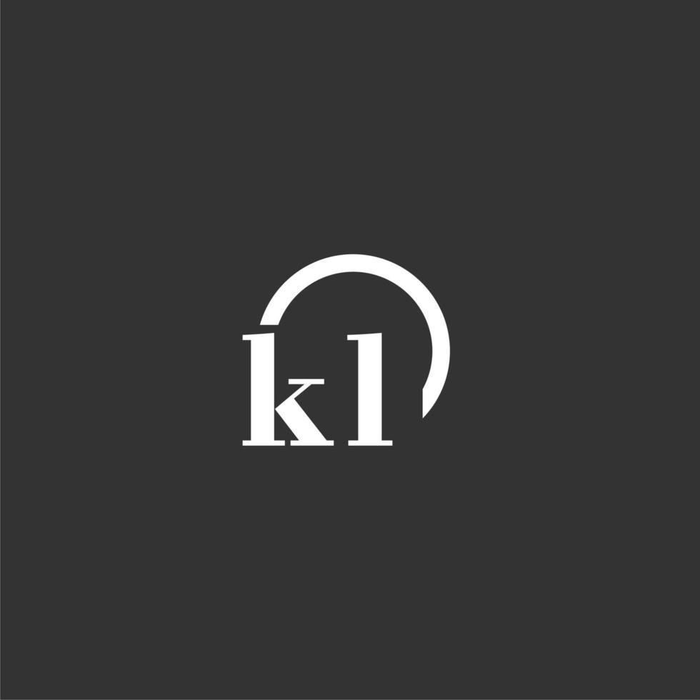 KL initial monogram logo with creative circle line design vector