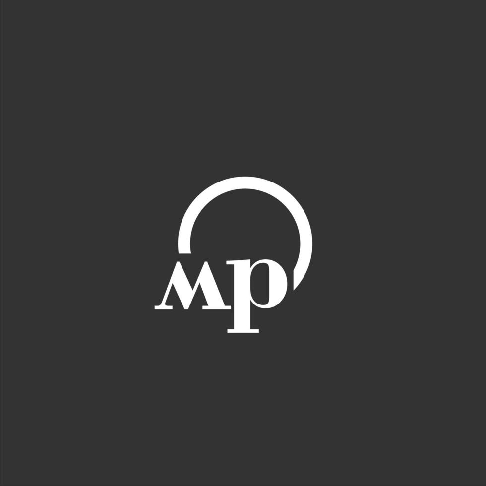 MP initial monogram logo with creative circle line design vector