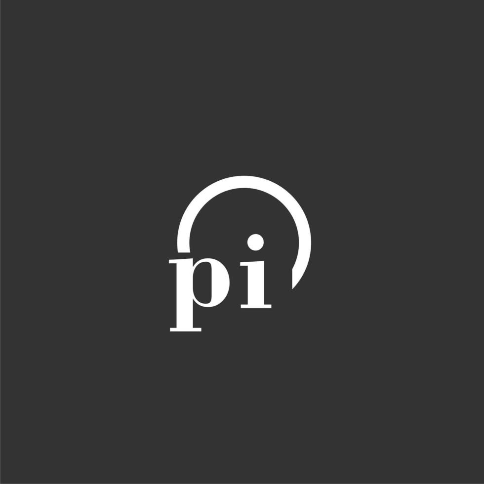 PI initial monogram logo with creative circle line design vector