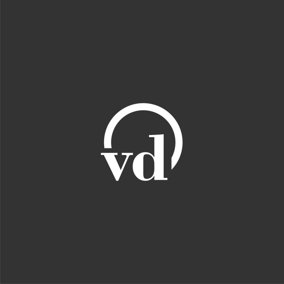 logotipo de monograma inicial vd con diseño de línea de círculo creativo vector