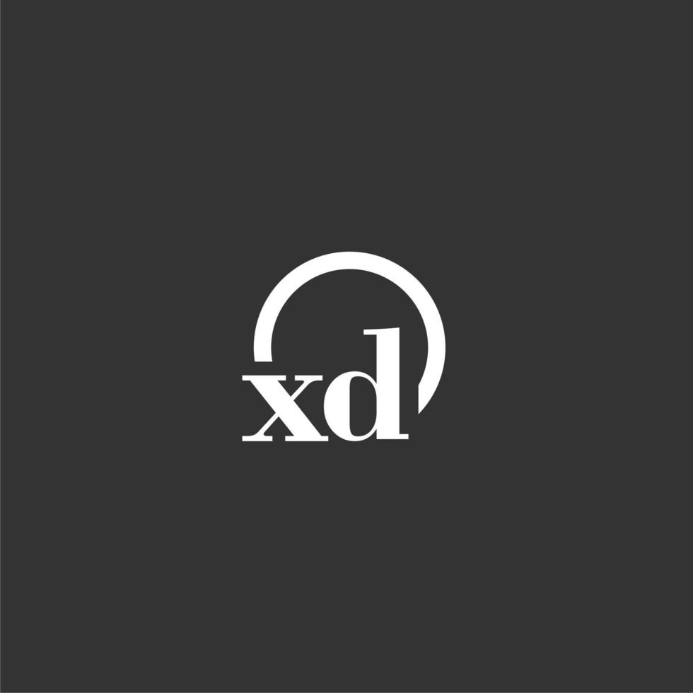 XD initial monogram logo with creative circle line design vector