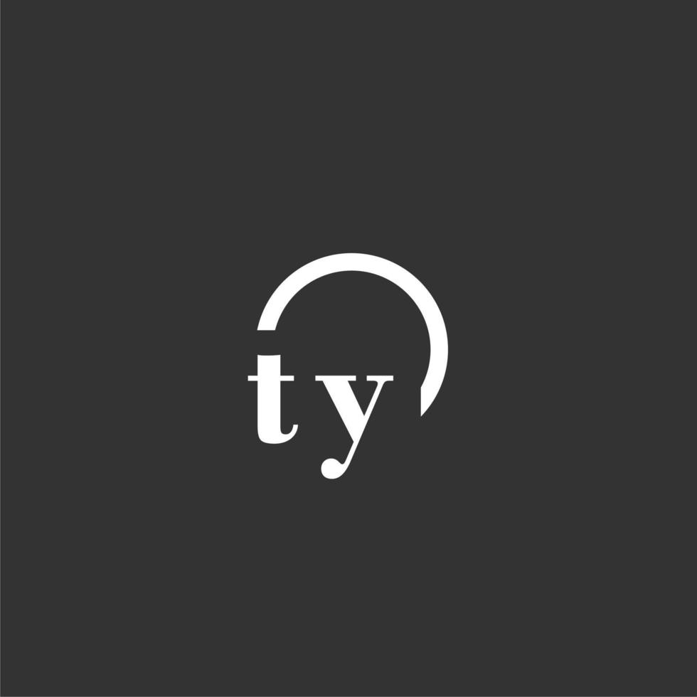 logotipo de monograma inicial de ty con diseño de línea de círculo creativo vector