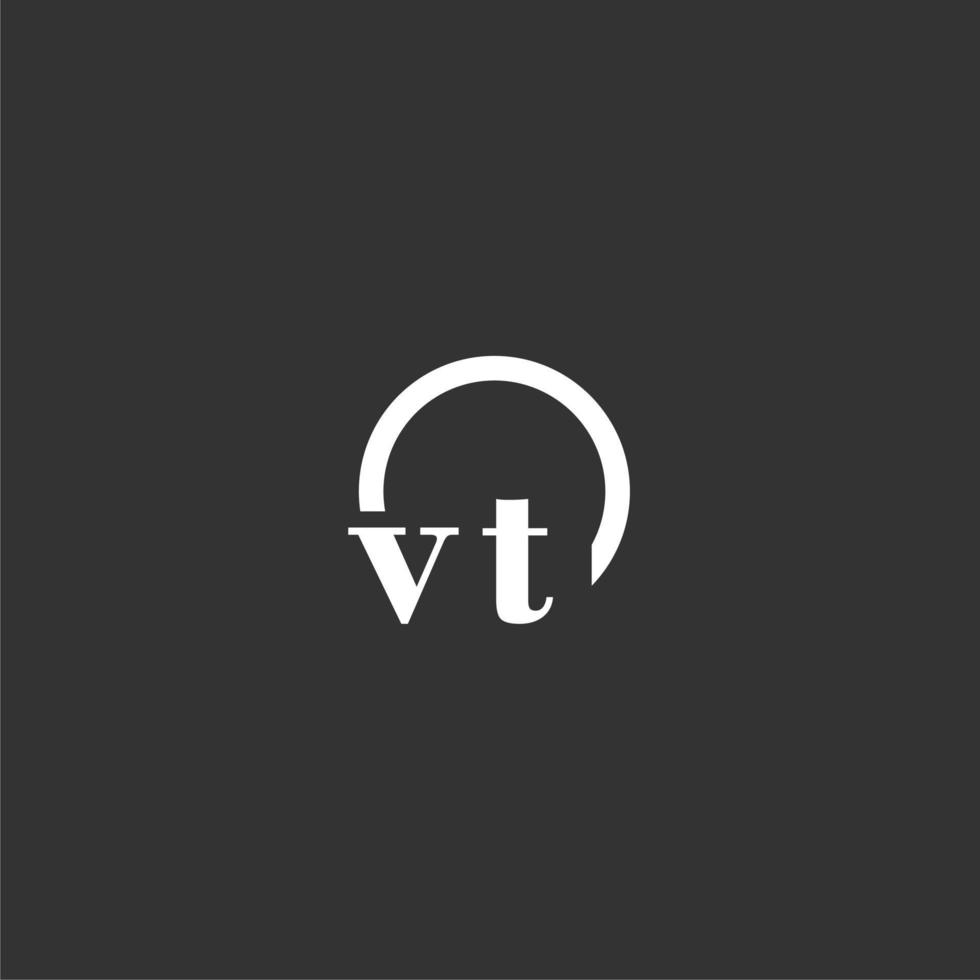 VT initial monogram logo with creative circle line design vector