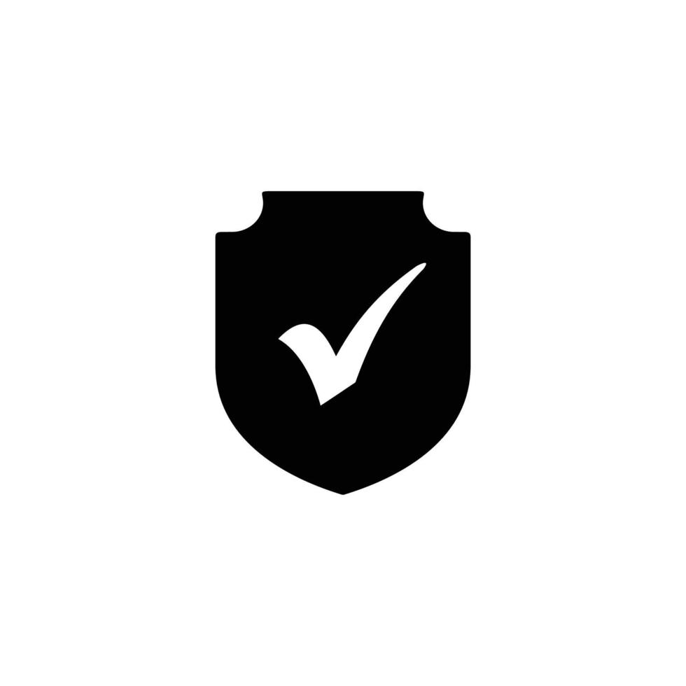 Ilustración de vector de icono plano simple de escudo de marca de verificación. icono de marca de verificación. icono de escudo