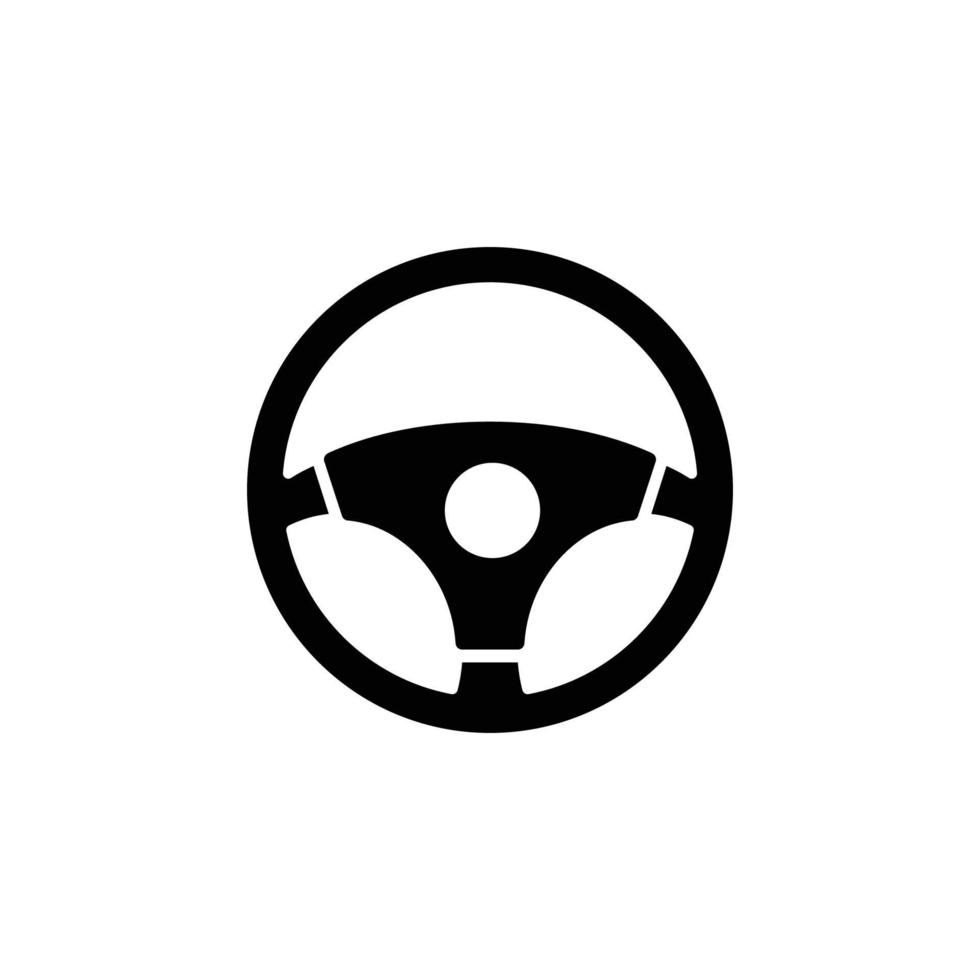 Car steering wheel simple flat icon vector illustration