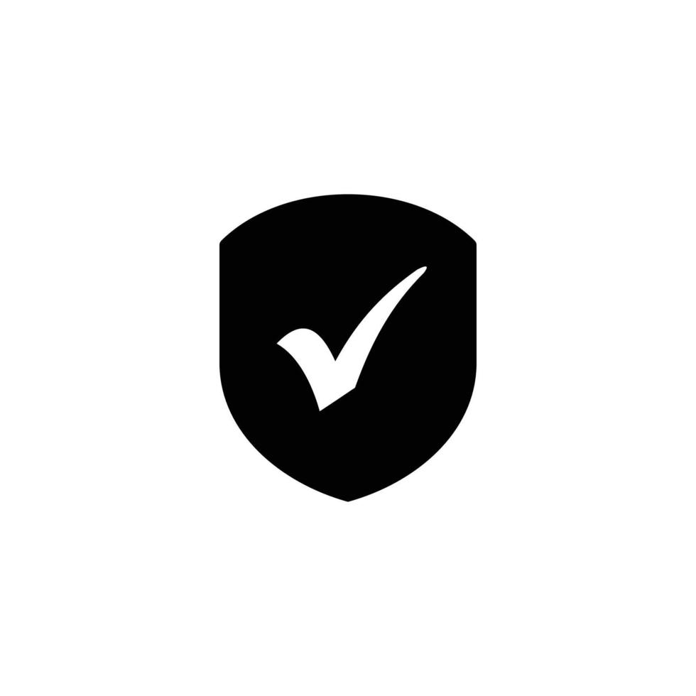 Check mark shield simple flat icon vector illustration. Check mark icon. Shield icon