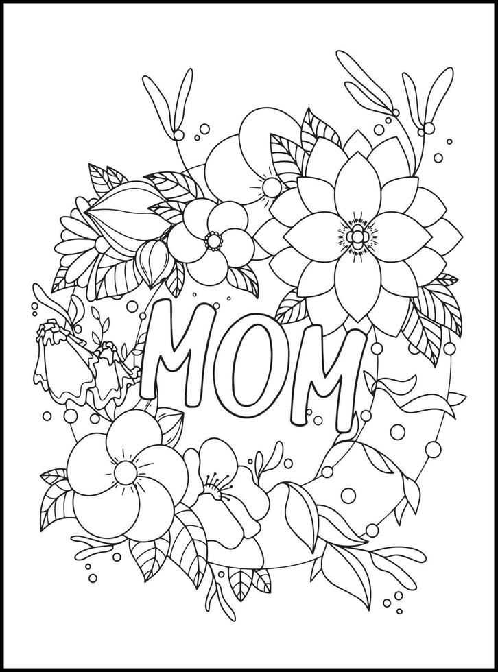 Mothers Day Adult Coloring Pages vector