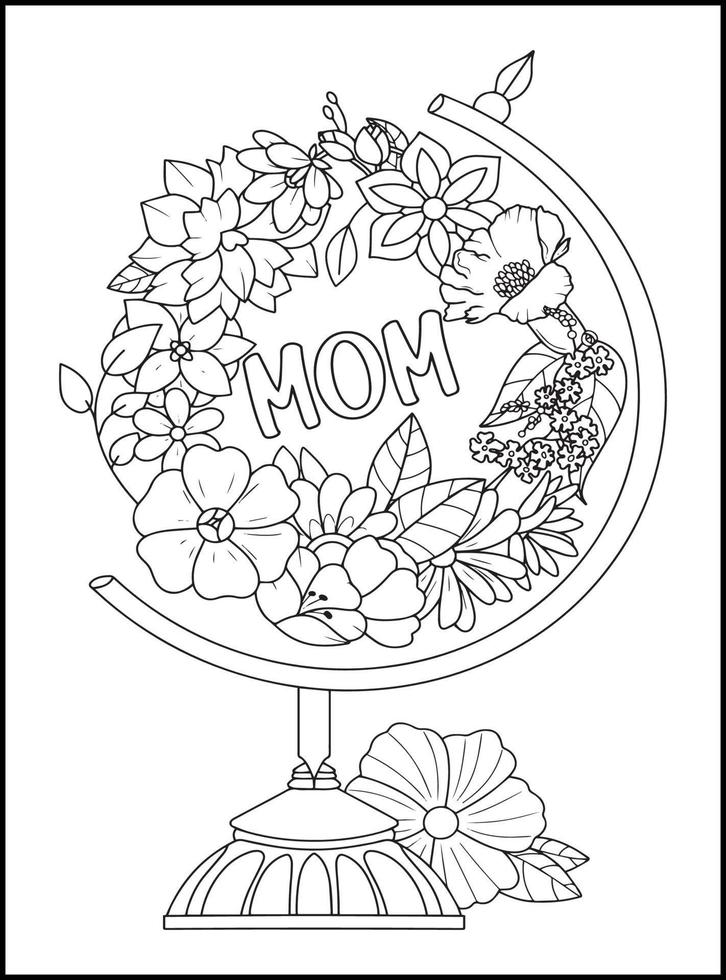 dia de la madre para colorear para adultos vector