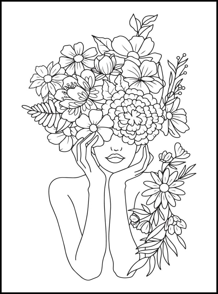 Mothers Day Adult Coloring Pages vector