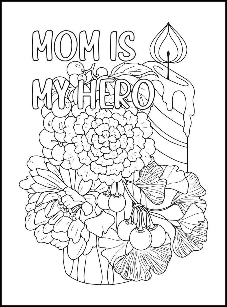 Mothers Day Adult Coloring Pages vector