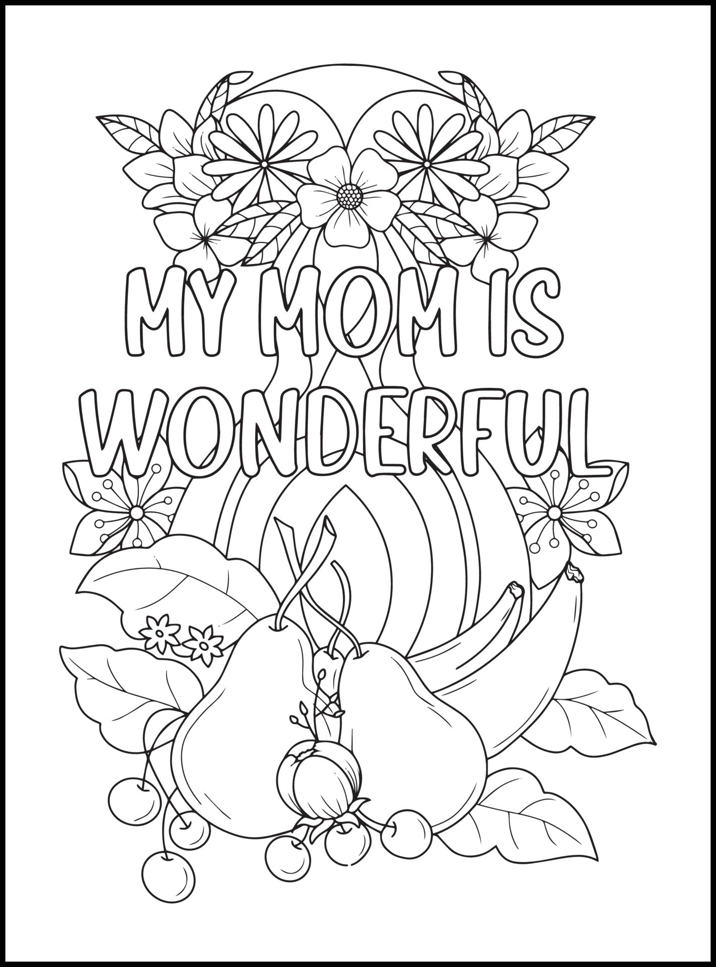 Mothers Day Adult Coloring Pages 18865918 Vector Art at Vecteezy