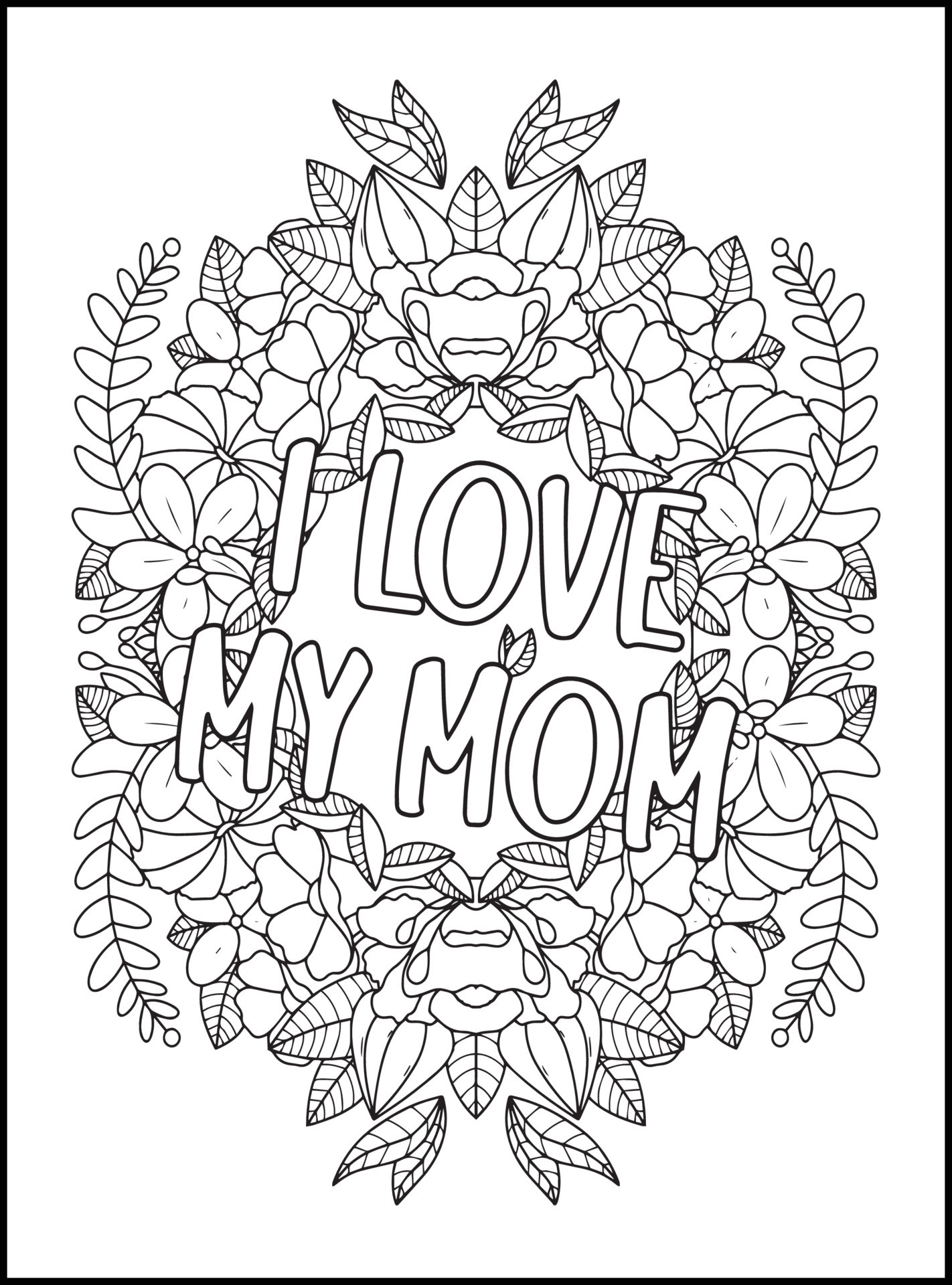 Mothers Day Adult Coloring Pages 18865926 Vector Art at Vecteezy