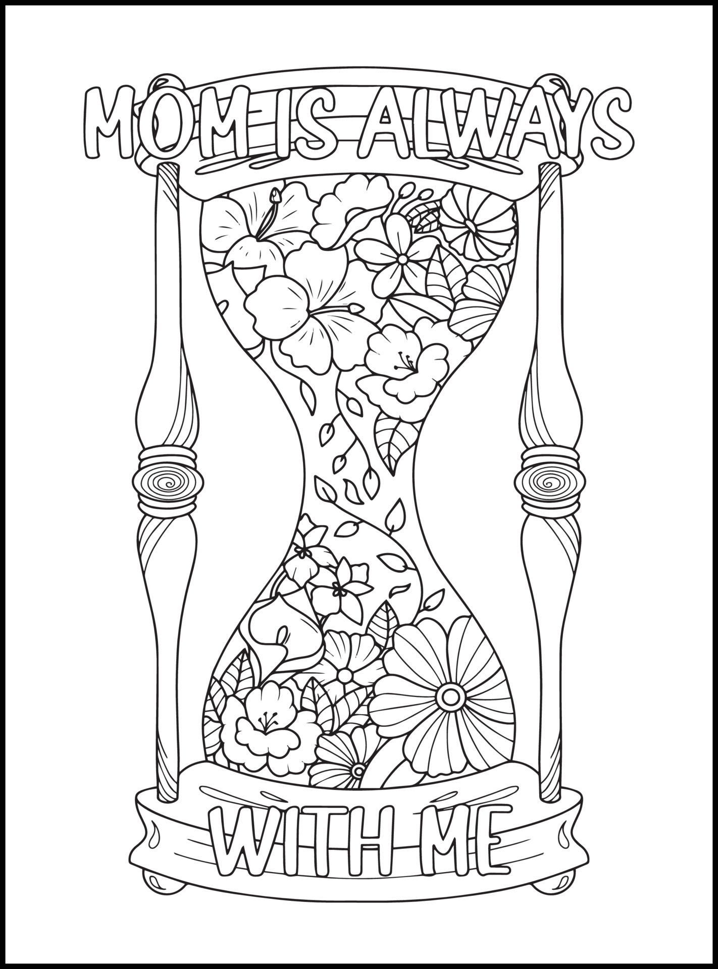 Mothers Day Adult Coloring Pages 18865927 Vector Art at Vecteezy