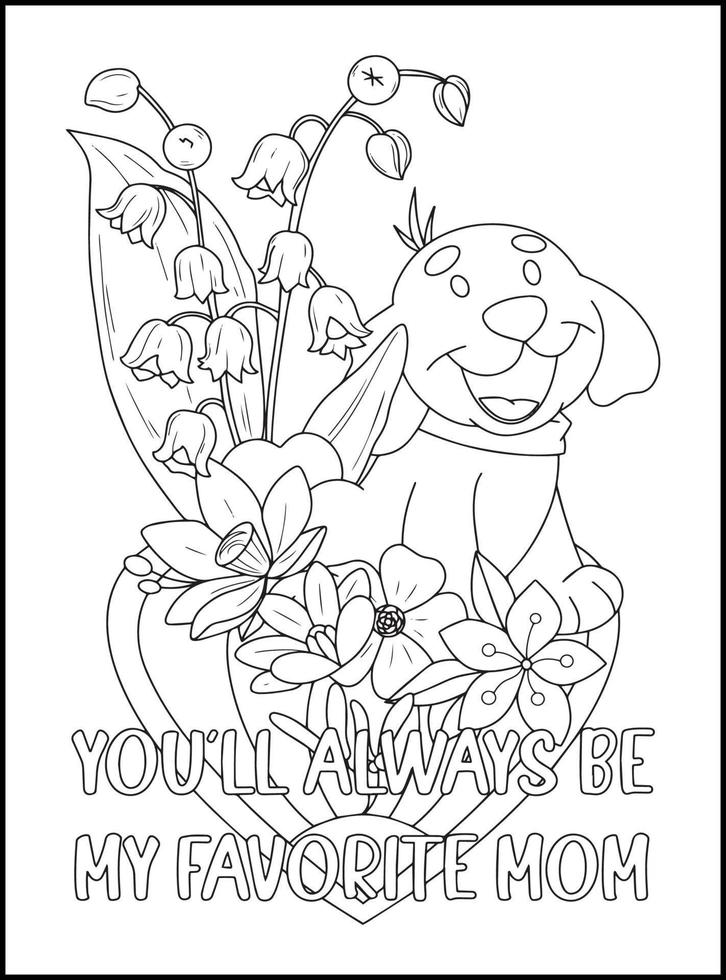 Mothers Day Adult Coloring Pages 18865929 Vector Art at Vecteezy