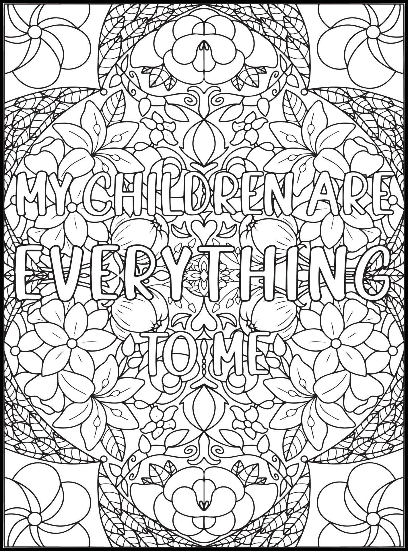 Mothers Day Adult Coloring Pages 18865938 Vector Art at Vecteezy
