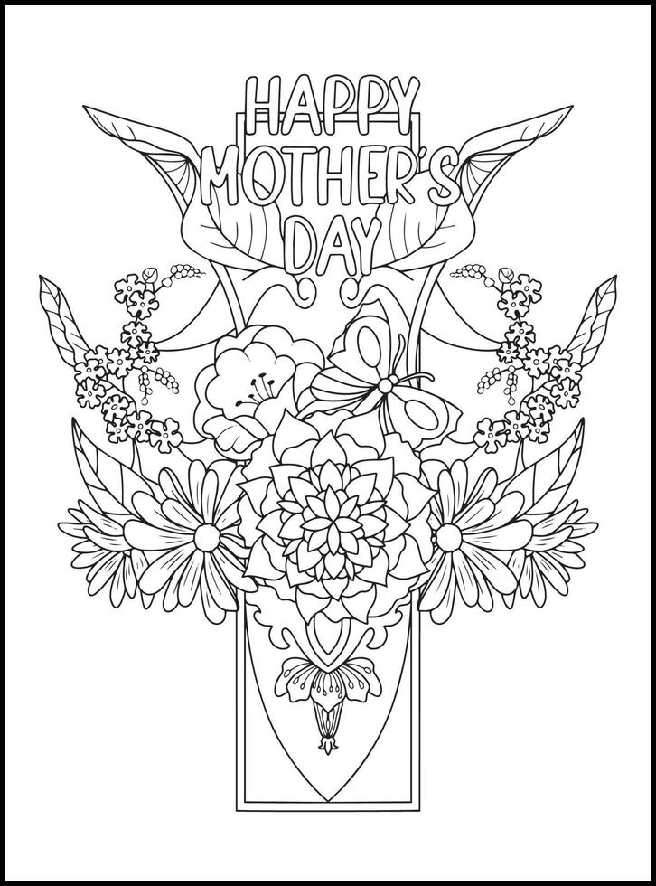 Mothers Day Adult Coloring Pages vector