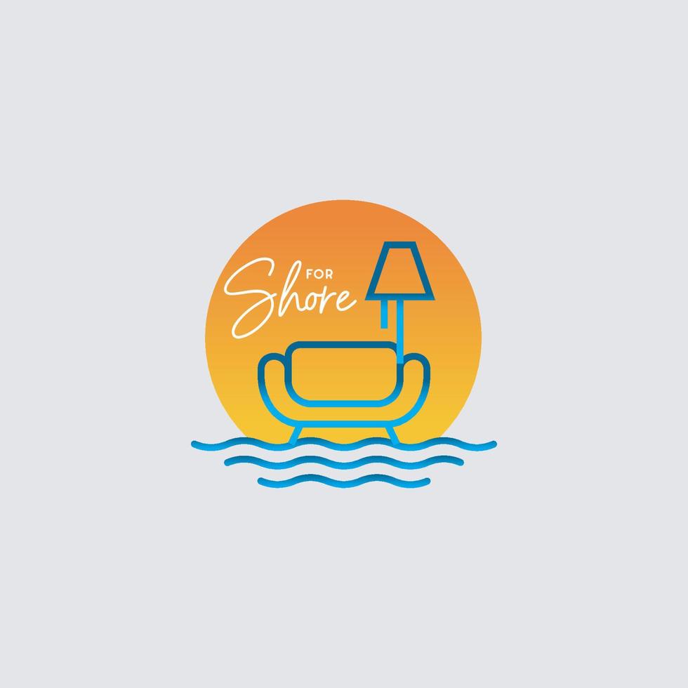 For shore in the outdoor nature line logo badge vector illustration design