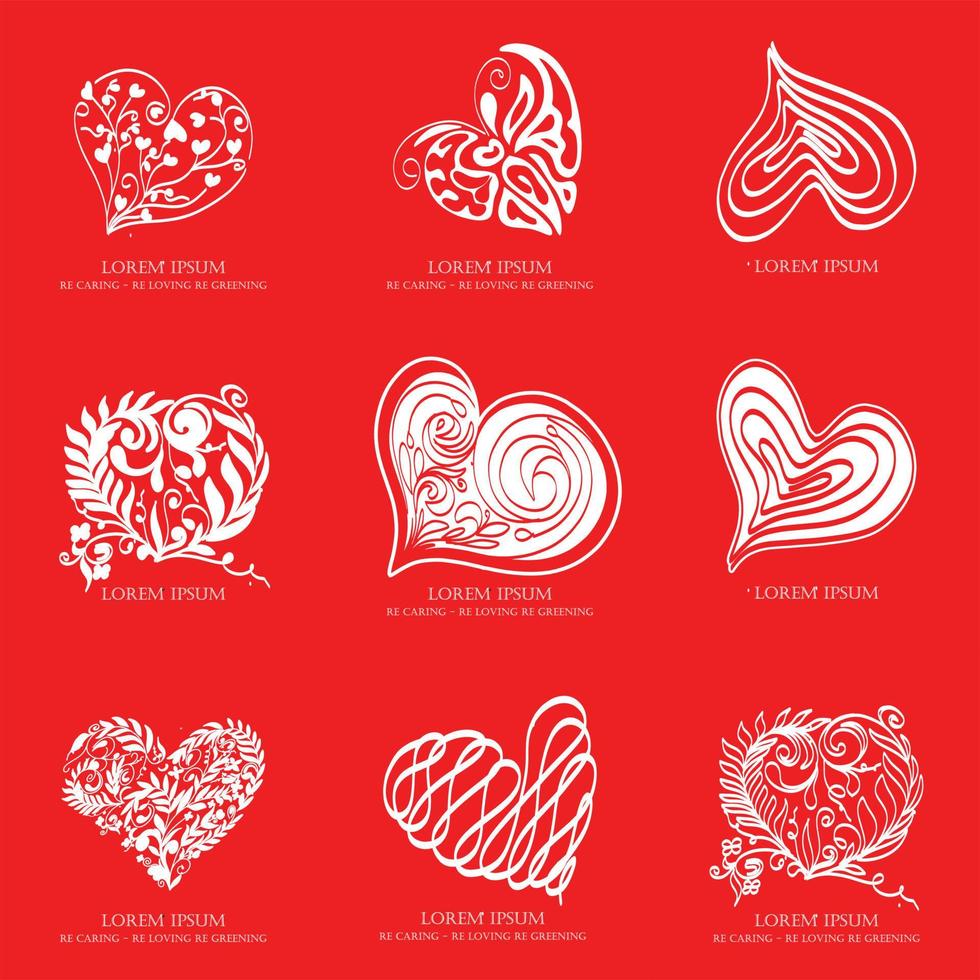 heart in red background. decorative icon heart. valentine logo line art vector