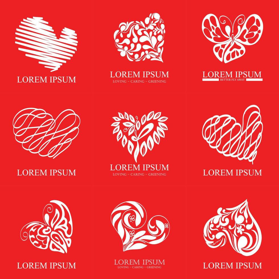 heart in red background. decorative icon heart. valentine logo line art vector