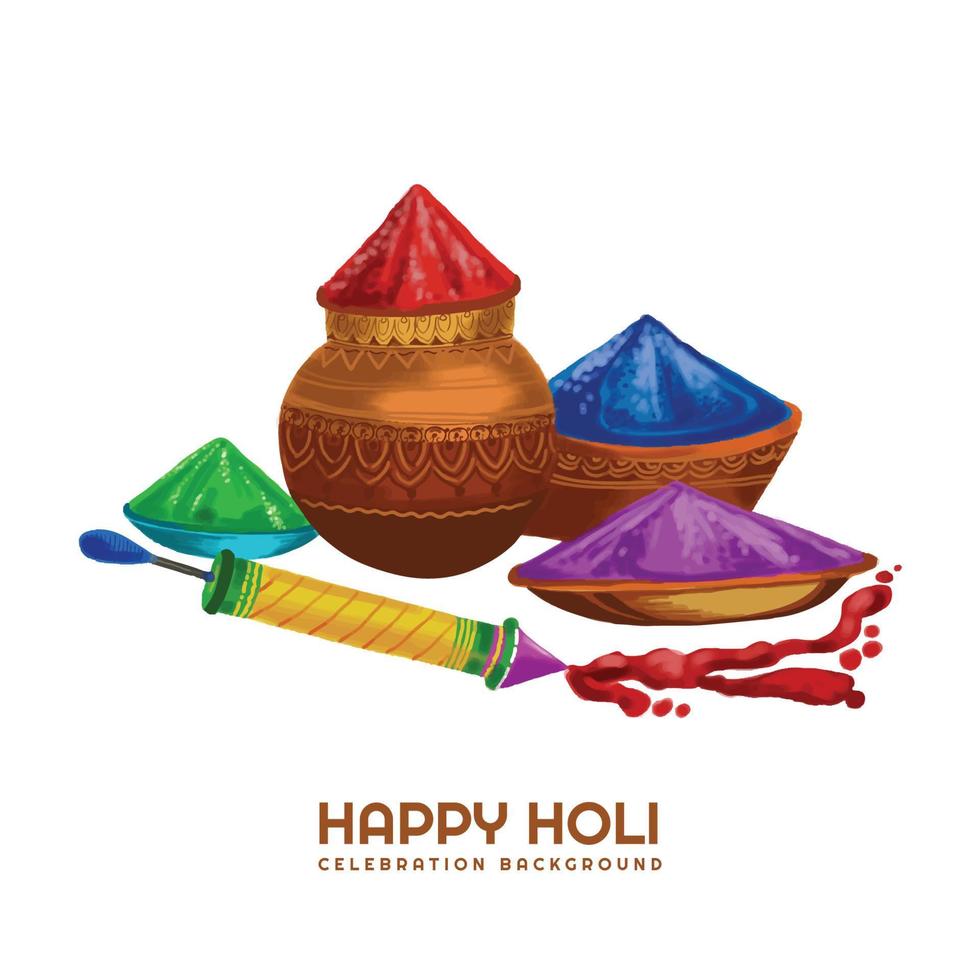 Happy holi indian spring festival of colors greeting card vector