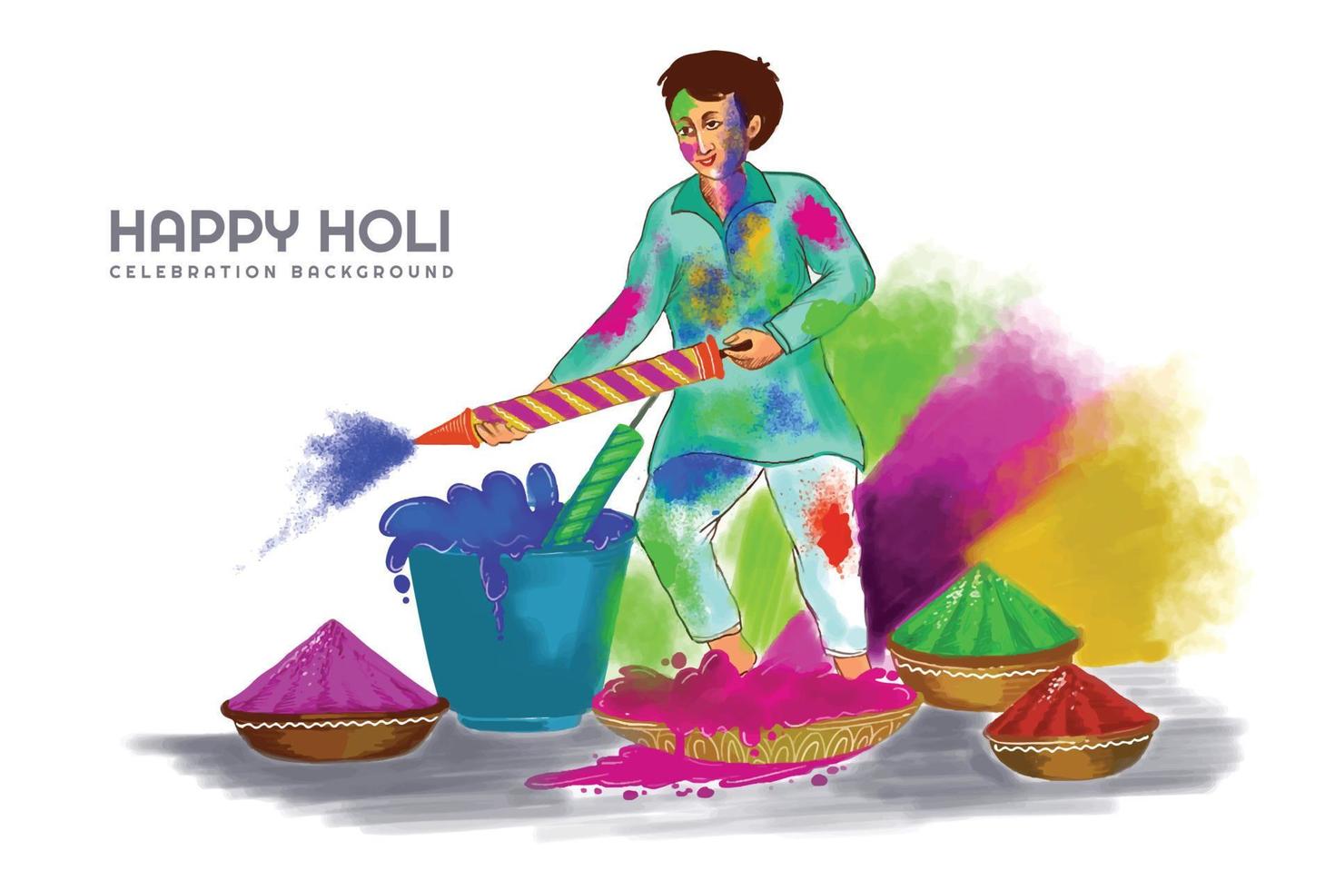 Happy holi festival of colors celebration greetings card design vector