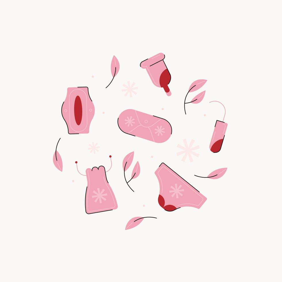 productos de higiene personal ecológicos durante la menstruación. vector