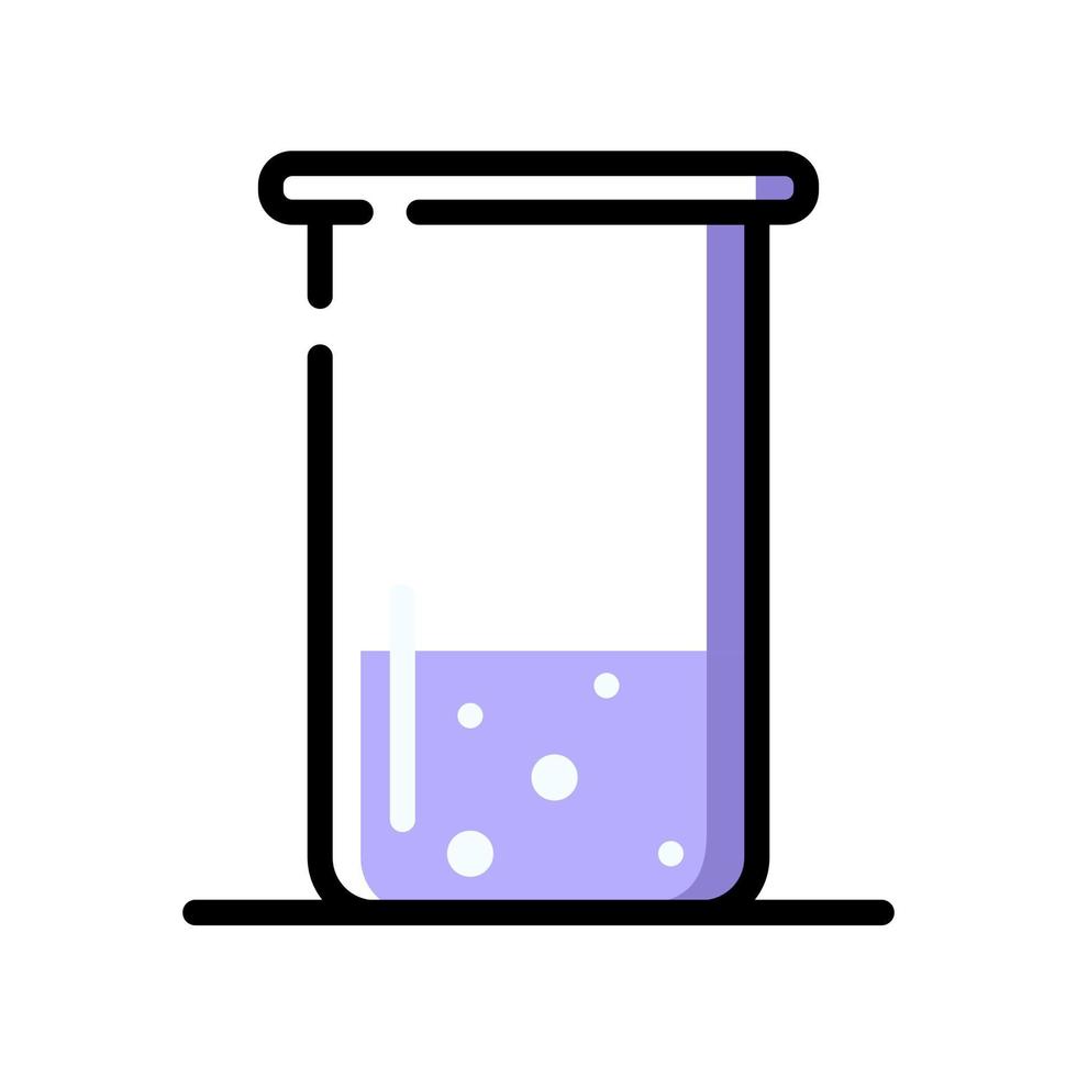 matraz de química de vidrio. un tubo de vidrio morado. vector