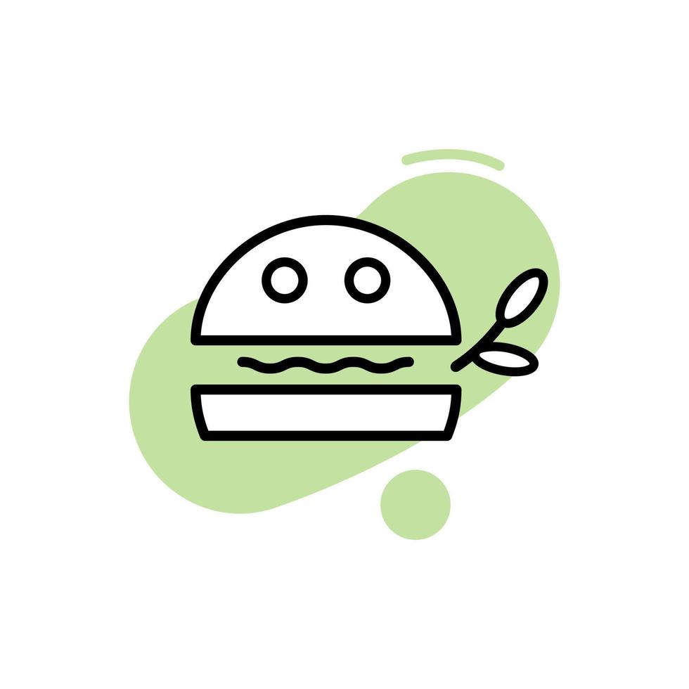 Plant-based meat icon. Line art burger. vector