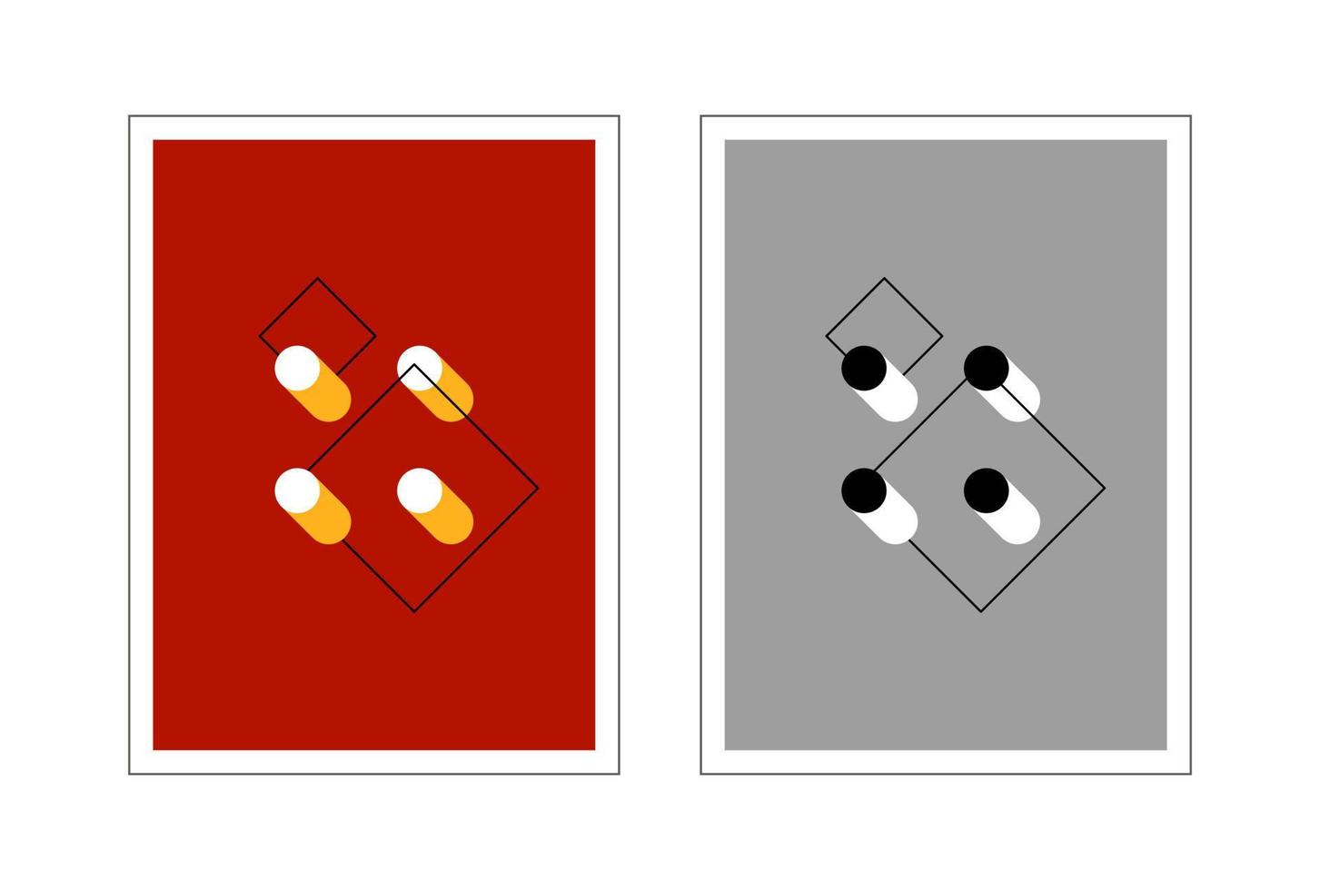 cartel de la Bauhaus. dos carteles verticales abstractos con cilindros. vector