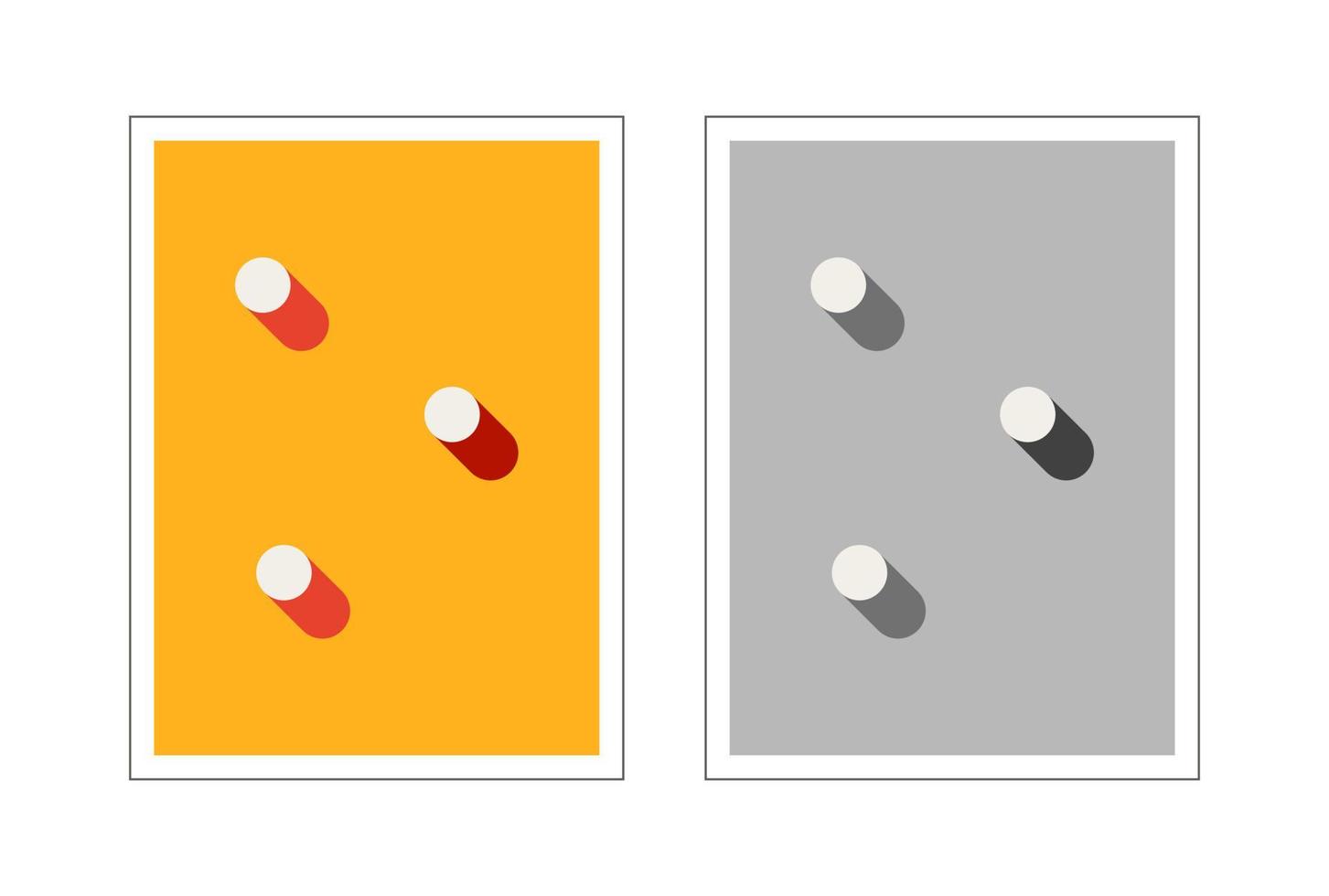 Bauhaus poster. Two abstract vertical posters with cylinders. vector